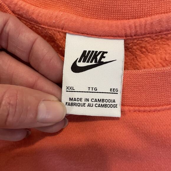 NIKE Sportswear Club Fleece Crewneck Sweatshirt Size XXL Coral Women’s Swoosh - Picture 4 of 7